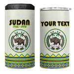 Personalized Sudan 4 in 1 Can Cooler Tumbler Coat Of Arms 1956-1970 With African Pattern - African Pride