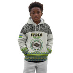Personalized Sudan Kid Hoodie Coat Of Arms 1956-1970 With African Pattern - African Pride