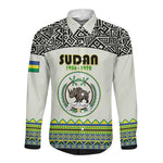 Personalized Sudan Long Sleeve Button Shirt Coat Of Arms 1956-1970 With African Pattern - African Pride