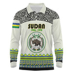 Personalized Sudan Long Sleeve Polo Shirt Coat Of Arms 1956-1970 With African Pattern - African Pride