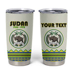 Personalized Sudan Tumbler Cup Coat Of Arms 1956-1970 With African Pattern - African Pride