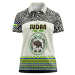Personalized Sudan Women Polo Shirt Coat Of Arms 1956-1970 With African Pattern - African Pride