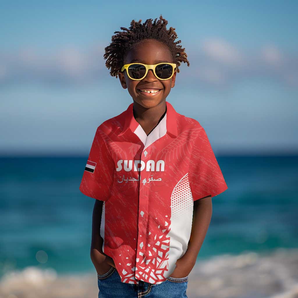 Custom Sudan Football Kid Hawaiian Shirt Yalla Falcons of Jediane - African Pride