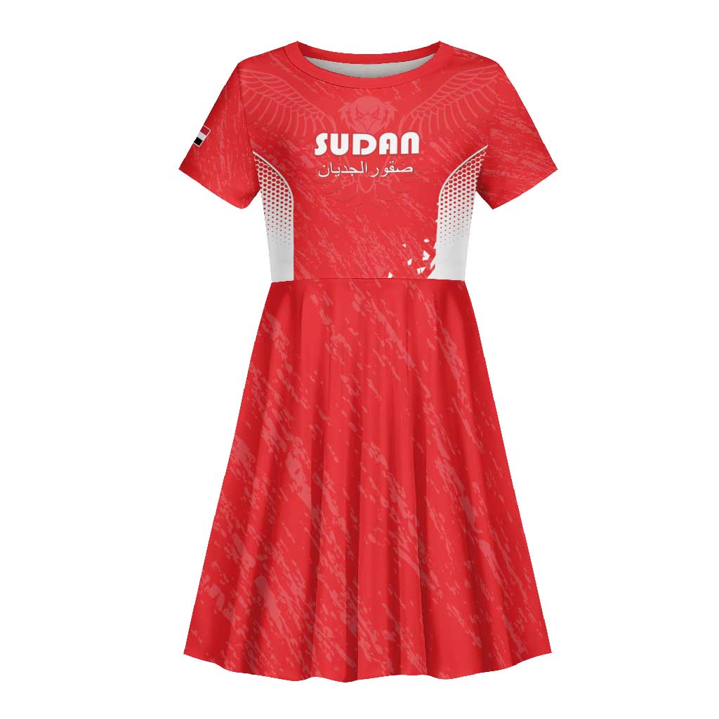 Custom Sudan Football Kid Short Sleeve Dress Yalla Falcons of Jediane - African Pride