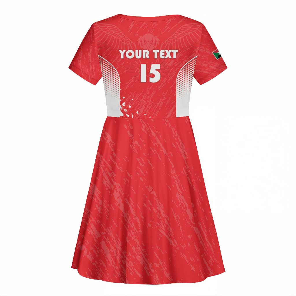 Custom Sudan Football Kid Short Sleeve Dress Yalla Falcons of Jediane - African Pride