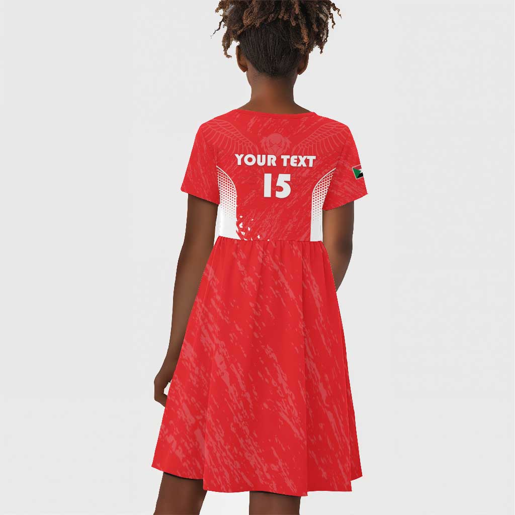 Custom Sudan Football Kid Short Sleeve Dress Yalla Falcons of Jediane - African Pride