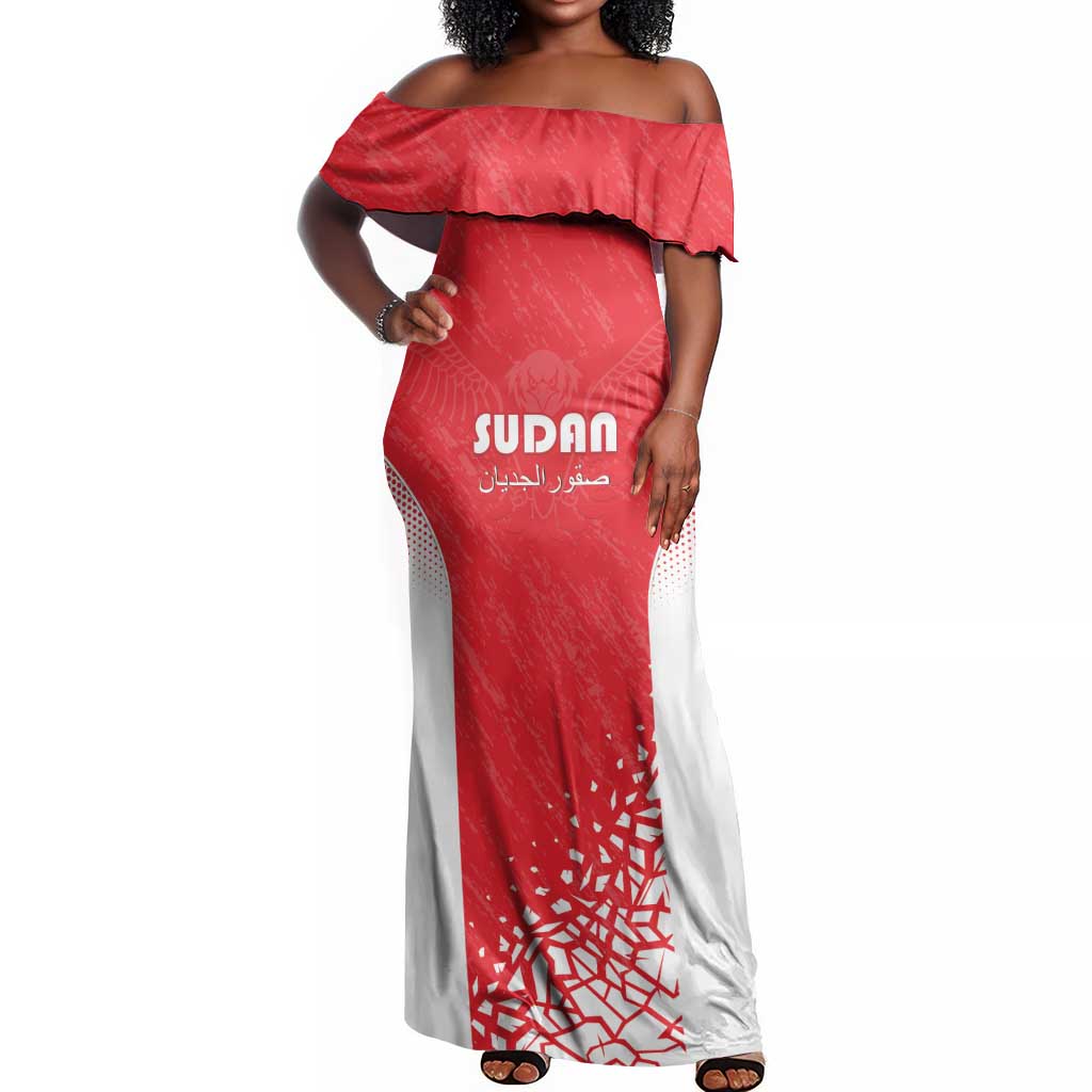 Custom Sudan Football Off Shoulder Maxi Dress Yalla Falcons of Jediane - African Pride