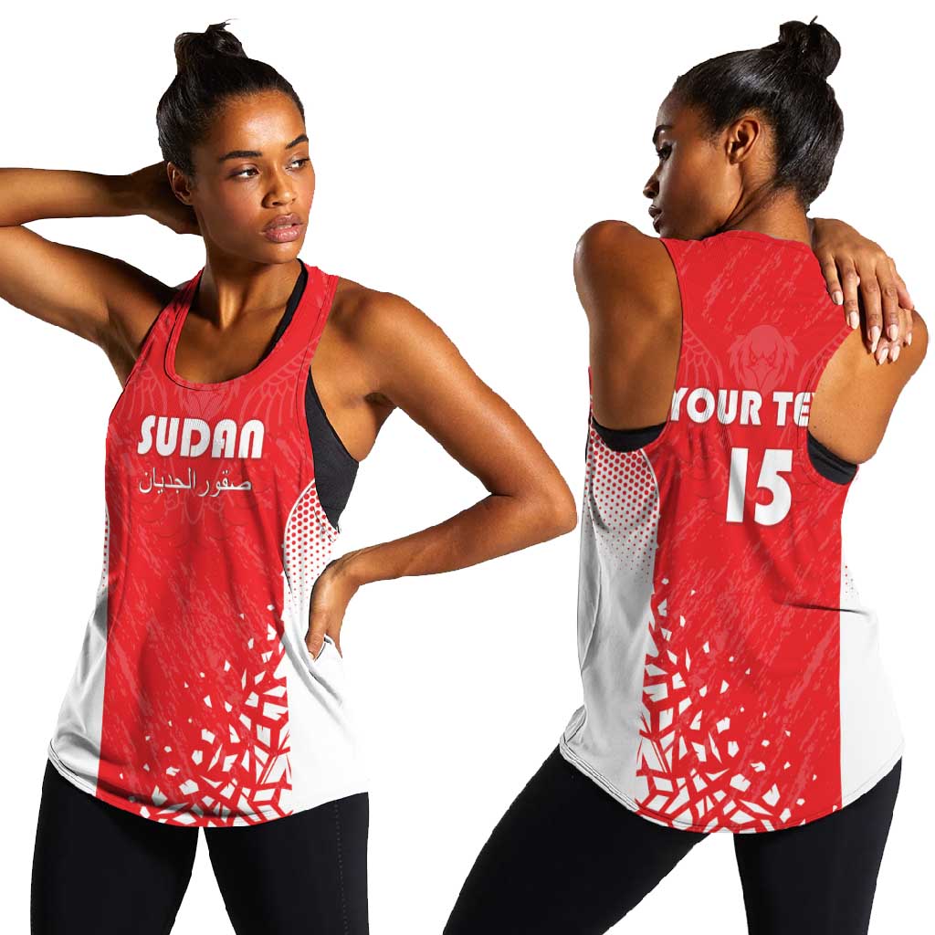 Custom Sudan Football Women Racerback Tank Yalla Falcons of Jediane - African Pride