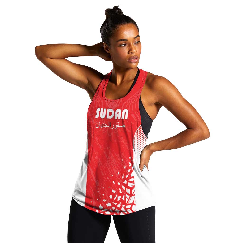 Custom Sudan Football Women Racerback Tank Yalla Falcons of Jediane - African Pride