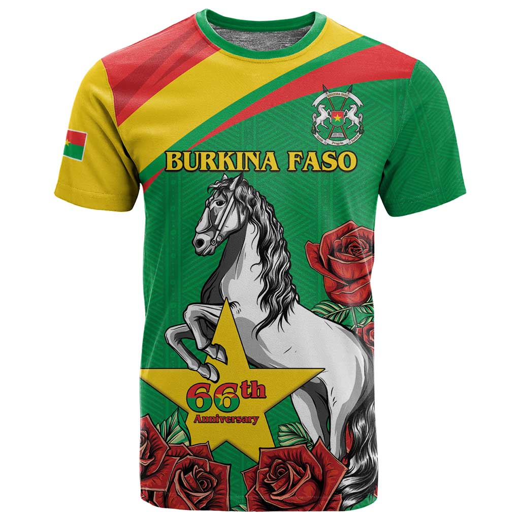 Personalized Burkina Faso T shirt White Stallion With Red Rose - Republic Day