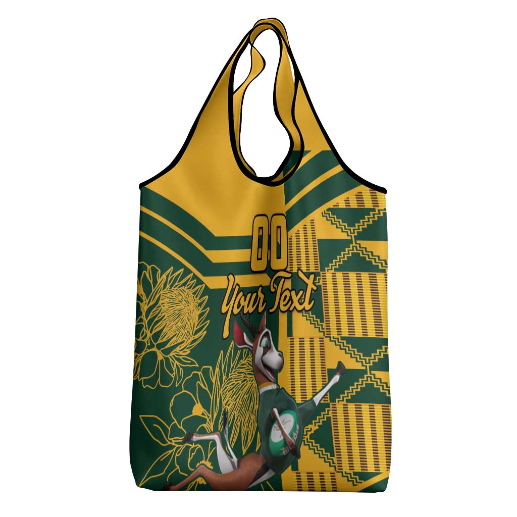 Custom South Africa Rugby Grocery Bag Springboks With Protea Cynaroides