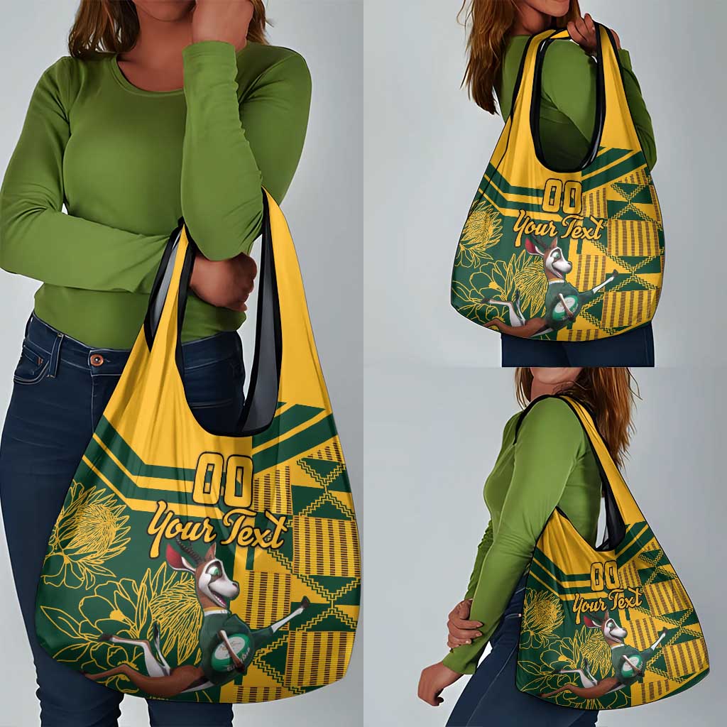 Custom South Africa Rugby Grocery Bag Springboks With Protea Cynaroides