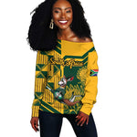 Custom South Africa Rugby Off Shoulder Sweater Springboks With Protea Cynaroides