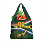 Custom South Africa Rugby Grocery Bag Springboks Mascot African Pattern