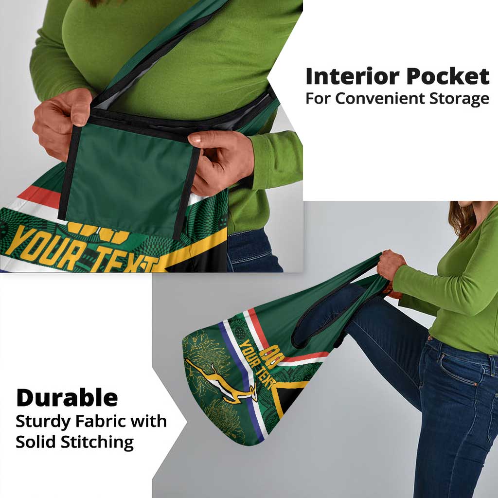 Custom South Africa Rugby Grocery Bag Springboks Mascot African Pattern