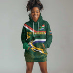 Custom South Africa Rugby Hoodie Dress Springboks Mascot African Pattern