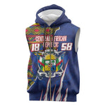 Personalized Central African Republic Coat Of Arms Sleeveless Zip Hoodie Kente Pattern - African Pride