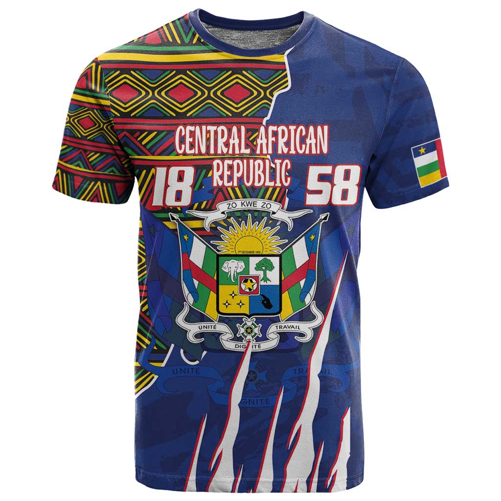 Personalized Central African Republic Coat Of Arms T shirt Kente Pattern