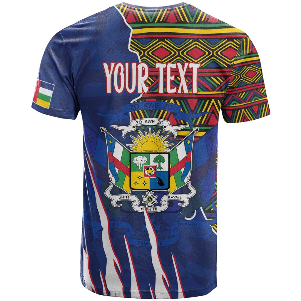 Personalized Central African Republic Coat Of Arms T shirt Kente Pattern