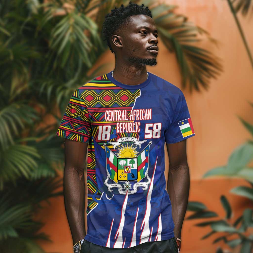 Personalized Central African Republic Coat Of Arms T shirt Kente Pattern