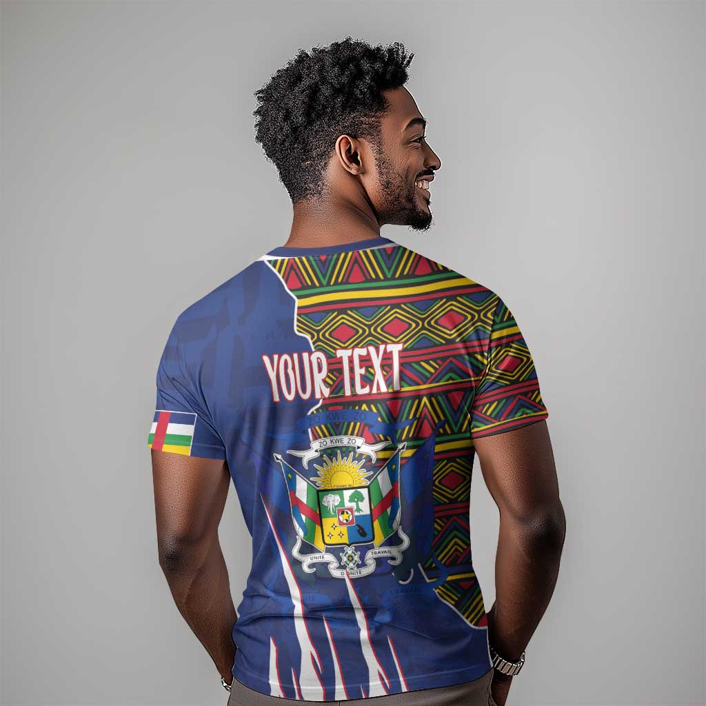 Personalized Central African Republic Coat Of Arms T shirt Kente Pattern