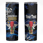 Personalized Central African Republic Skinny Tumbler Elephant With King Protea