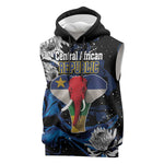 Personalized Central African Republic Sleeveless Hoodie Elephant With King Protea - African Pride