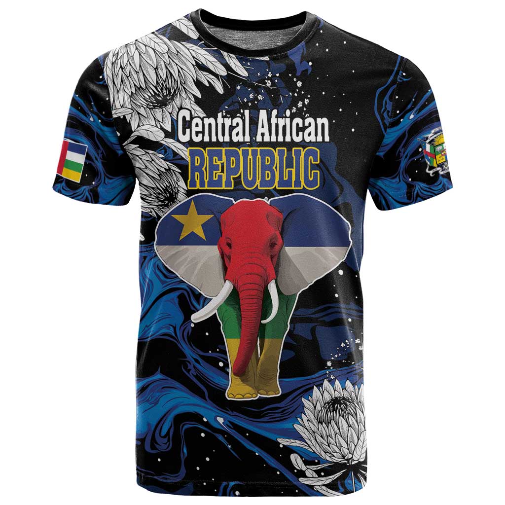 Personalized Central African Republic T shirt Elephant With King Protea
