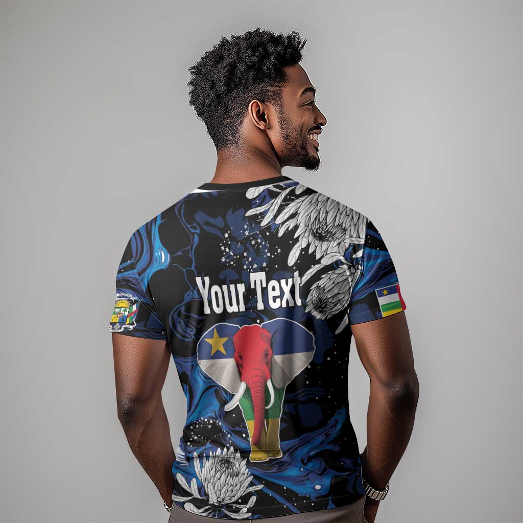 Personalized Central African Republic T shirt Elephant With King Protea