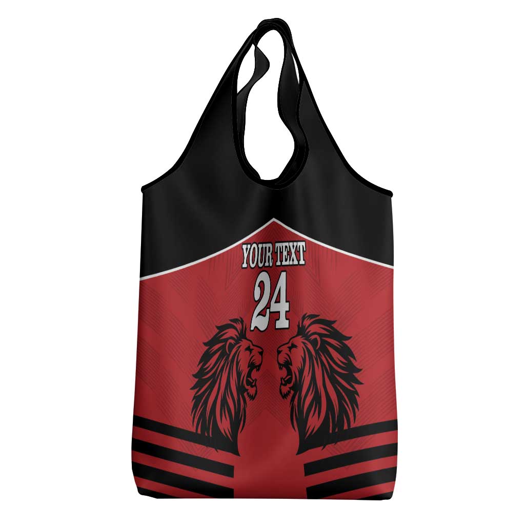 Custom Afro Kenya Rugby Grocery Bag African Lion Head