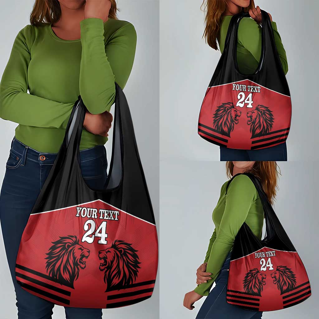 Custom Afro Kenya Rugby Grocery Bag African Lion Head
