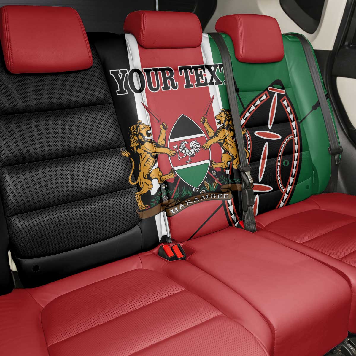 Personalized Jamhuri Day Back Car Seat Cover Kenya Map With African Shield