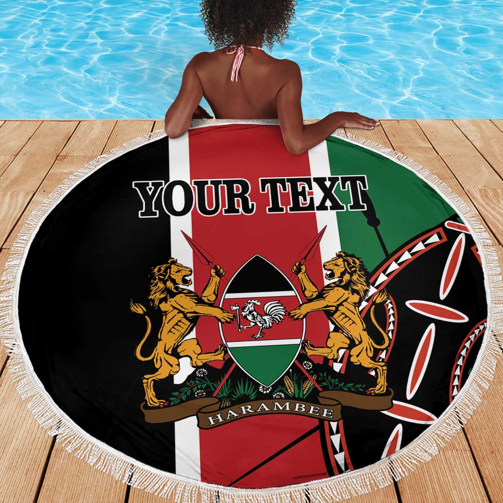 Personalized Jamhuri Day Beach Blanket Kenya Map With African Shield