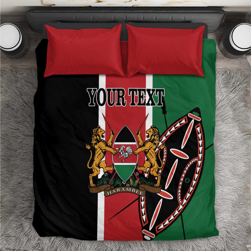 Personalized Jamhuri Day Bedding Set Kenya Map With African Shield