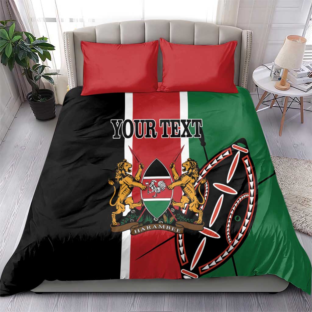 Personalized Jamhuri Day Bedding Set Kenya Map With African Shield