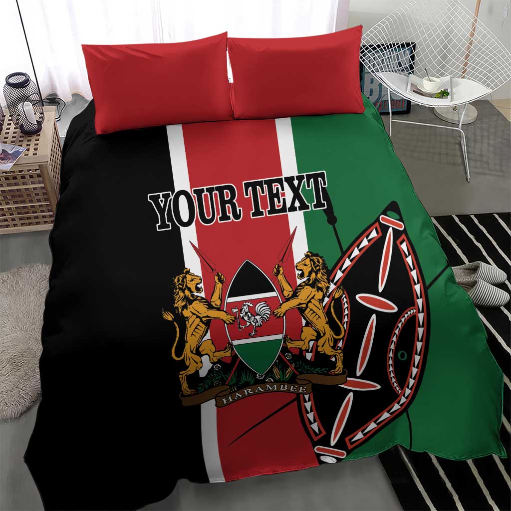 Personalized Jamhuri Day Bedding Set Kenya Map With African Shield