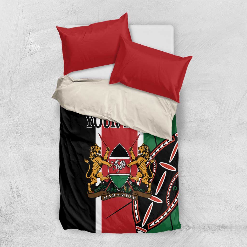 Personalized Jamhuri Day Bedding Set Kenya Map With African Shield