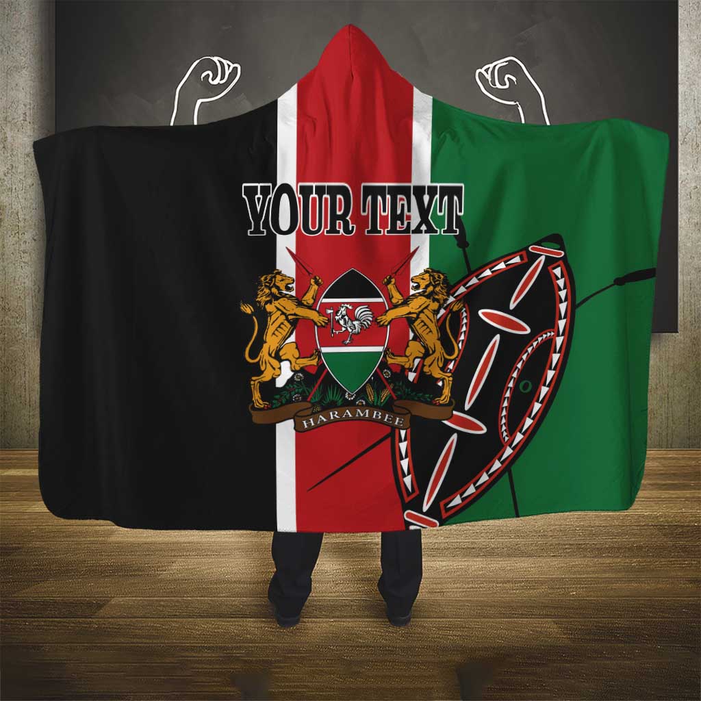 Personalized Jamhuri Day Hooded Blanket Kenya Map With African Shield