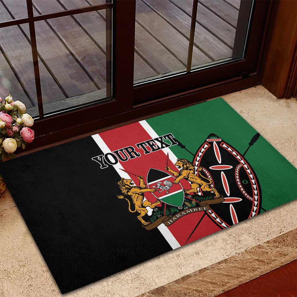 Personalized Jamhuri Day Rubber Doormat Kenya Map With African Shield