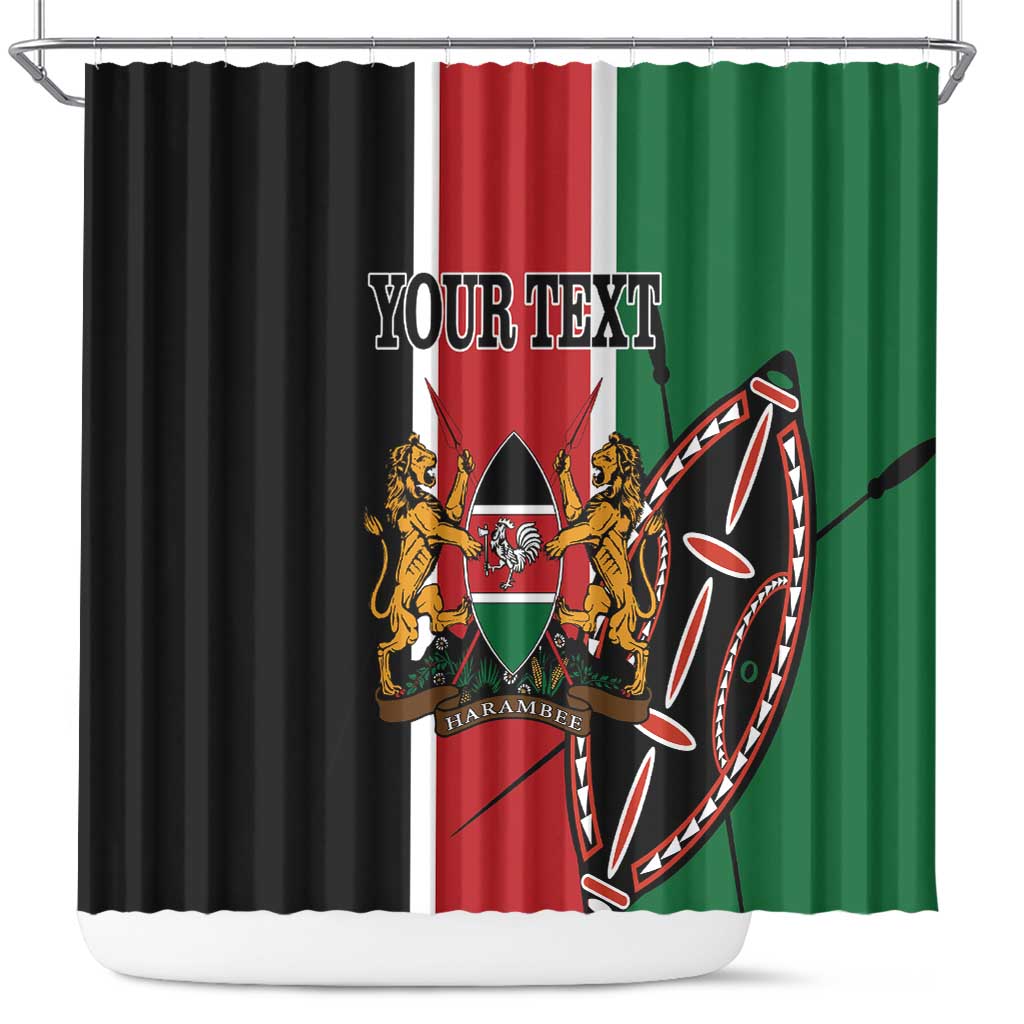 Personalized Jamhuri Day Shower Curtain Kenya Map With African Shield