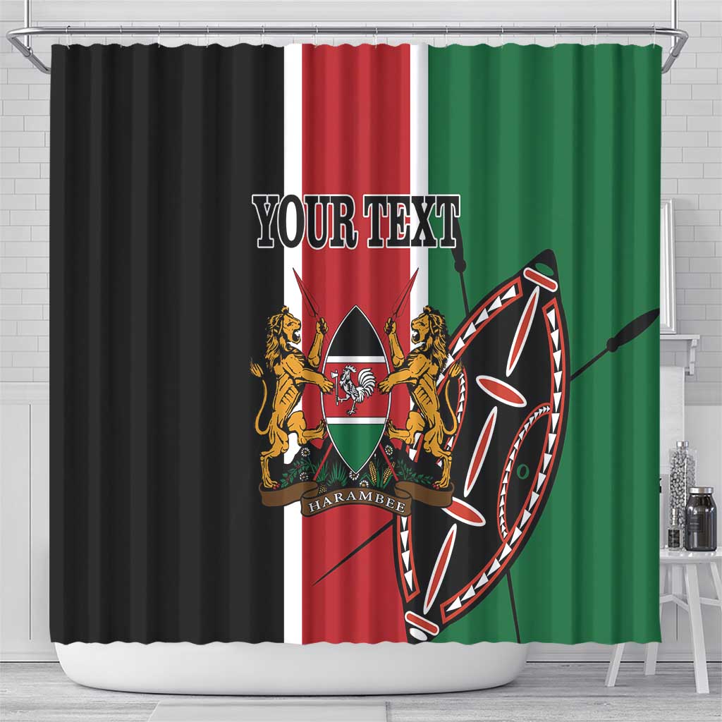 Personalized Jamhuri Day Shower Curtain Kenya Map With African Shield