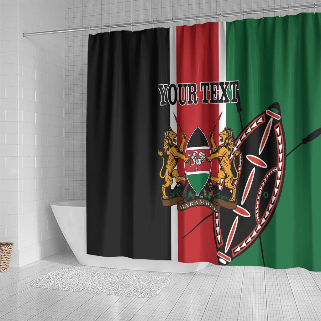 Personalized Jamhuri Day Shower Curtain Kenya Map With African Shield