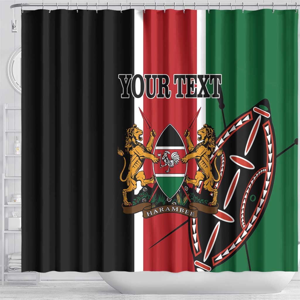 Personalized Jamhuri Day Shower Curtain Kenya Map With African Shield