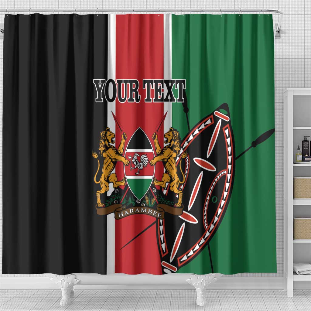 Personalized Jamhuri Day Shower Curtain Kenya Map With African Shield