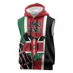 Personalized Jamhuri Day Sleeveless Hoodie Kenya Map With African Shield - African Pride