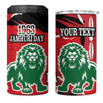 Personalized Jamhuri Day 1963 4 in 1 Can Cooler Tumbler Angry Lion With African Shield