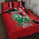 Personalized Jamhuri Day 1963 Quilt Bed Set Angry Lion With African Shield