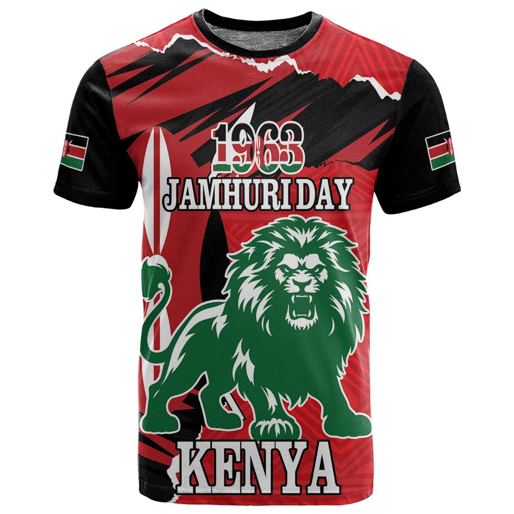Personalized Jamhuri Day 1963 T shirt Angry Lion With African Shield