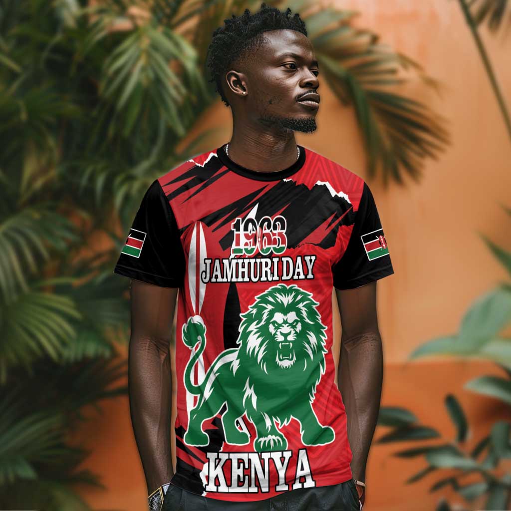 Personalized Jamhuri Day 1963 T shirt Angry Lion With African Shield