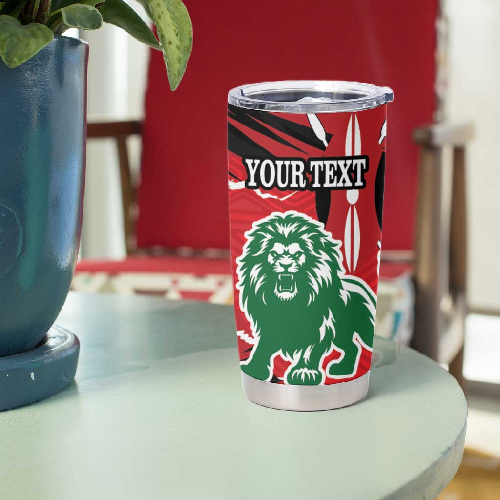Personalized Jamhuri Day 1963 Tumbler Cup Angry Lion With African Shield